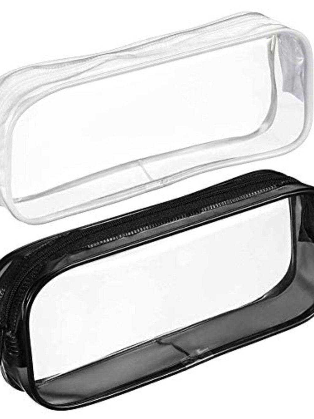 2 PCS Clear PVC Makeup Brush Bags with Zipper Travel Cosmetic Case Set
